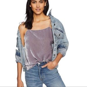 Cupcakes & Cashmere Janika Crushed Velvet Camisole in Silver Mauve